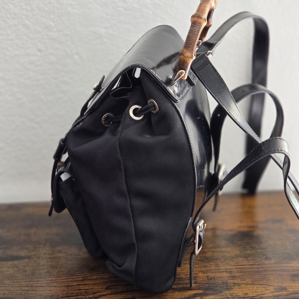 Gucci Vintage Bamboo Leather and Nylon Mini Backpack - Picture 4 of 15